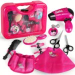 10Pcs/1Set Girls Beauty Salon Set Pretend Play Stylist Hair Cutting Kit Hairdresser Toys With Hair Dryer, Scissors, Barber Apron And Styling Accessories,New Year, Christmas, Birthday Gifts(Not Real Hairdresser Toys, Hairdresser Toys Model)