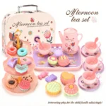 Christmas Decoration Tea Set For Little Girls, Princess Tea Time Toys Playset- Teapot Dishes Dessert & Carrying Case, Kitchen Pretend Play Tea Party Set Gifts For Kids Toddlers Toy, Tea Set For Little Girls, Birthday Gift For Age 3 4 5 6 Year Old, To
