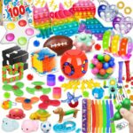 (100 Pcs) Fidget Toys Pack, Party Favors Stress Relief & Anxiety Relief Sensory Toy,Classroom Prizes Pinata Filler Treasure Box,Autistic ADHD Toys ,Stocking Stuffers Gifts