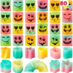 yncfun 60 Pcs Spring Rainbow Party Favor, Mini Plastic Coil Spring Toy, Fidget Stress Coil Mini Springs Bulk Toys For Carnival Prize Birthday, Goodie Bag Stuffers