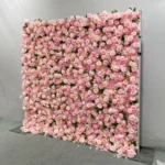 PPOIUYK Handmade Large Artificial Rose Wall Backdrop Pink Champagne Flowers 3D Floral Wall Fabric for Bridal Wedding Souvenirs
