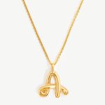 Curly Molten Initial Pendant Necklace  - Initial A | 18ct Gold Vermeil