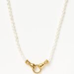 Harris Reed In Good Hands Pearl Pendant Necklace | 18ct Gold Plated/Pearl & Black Onyx
